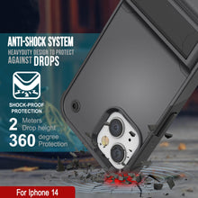Load image into Gallery viewer, Funda Punkcase iPhone 14 [Serie Reliance] Cubierta híbrida protectora de grado militar con soporte integrado [Gris-Negro]
