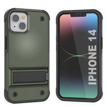 Load image into Gallery viewer, Funda Punkcase para iPhone 14 [Serie Reliance] Cubierta Hibrida de Protección de Grado Militar con Soporte Incorporado [Verde Militar-Negro]

