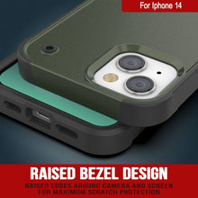 Load image into Gallery viewer, Funda Punkcase para iPhone 14 [Serie Reliance] Cubierta Hibrida de Protección de Grado Militar con Soporte Incorporado [Verde Militar-Negro]
