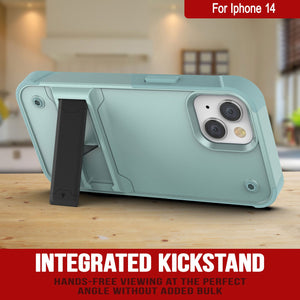 Funda Punkcase iPhone 14 [Serie Reliance] Funda Híbrida Protectora de Grado Militar con Soporte Incorporado [Verde]