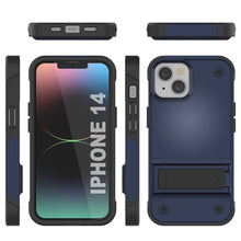 Load image into Gallery viewer, Carcasa Punkcase para iPhone 14 [Serie Reliance] Funda Híbrida Protectora de Grado Militar con Soporte Incorporado [Azul Marino-Negro]
