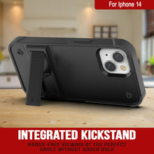 Load image into Gallery viewer, Funda Punkcase iPhone 14 [Serie Reliance] Funda Híbrida Protectora de Grado Militar con Soporte Incorporado [Negro]
