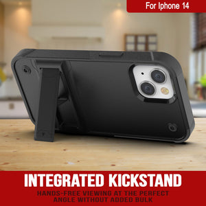 Funda Punkcase iPhone 14 [Serie Reliance] Funda Híbrida Protectora de Grado Militar con Soporte Incorporado [Negro]