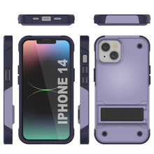 Load image into Gallery viewer, Funda para iPhone 14 de Punkcase [Serie Reliance] Cubierta híbrida protectora de grado militar con soporte incorporado [Morado-Marino]
