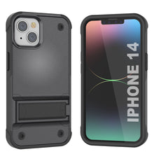 Load image into Gallery viewer, Funda Punkcase iPhone 14 [Serie Reliance] Cubierta híbrida protectora de grado militar con soporte integrado [Gris-Negro]
