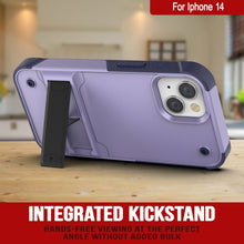 Load image into Gallery viewer, Funda para iPhone 14 de Punkcase [Serie Reliance] Cubierta híbrida protectora de grado militar con soporte incorporado [Morado-Marino]
