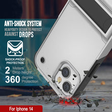 Load image into Gallery viewer, Fundas Punkcase para iPhone 14 [Serie Reliance], cubierta protectora híbrida de grado militar con soporte incorporado [Blanco-Negro].
