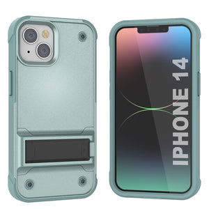 Funda Punkcase iPhone 14 [Serie Reliance] Funda Híbrida Protectora de Grado Militar con Soporte Incorporado [Verde]