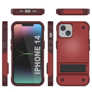 Funda Punkcase para iPhone 14 [Serie Reliance] Funda protectora híbrida de grado militar con soporte incorporado [Rojo-Rosa]