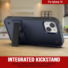 Load image into Gallery viewer, Carcasa Punkcase para iPhone 14 [Serie Reliance] Funda Híbrida Protectora de Grado Militar con Soporte Incorporado [Azul Marino-Negro]
