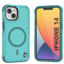 Cargar imagen en el visor de la galería, PunkCase iPhone 14 Case, [Spartan 2.0 Series] Clear Rugged Heavy Duty Cover W/Built in Screen Protector [Blue] (Color in image: Blue)
