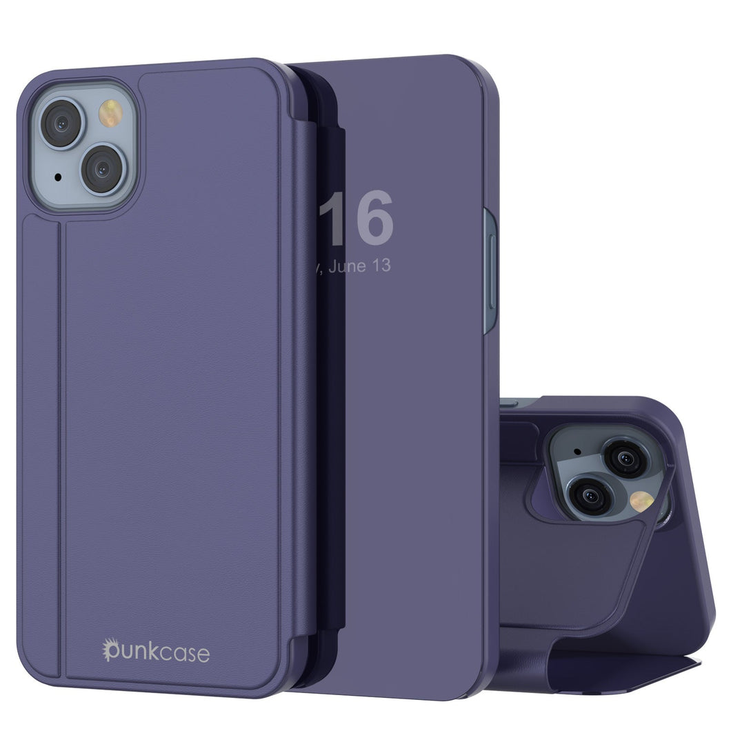 Funda de protección Punkcase Reflector para iPhone 14 Plus con tapa plegable [morado].