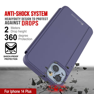 Funda de protección Punkcase Reflector para iPhone 14 Plus con tapa plegable [morado].