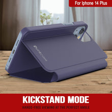 Load image into Gallery viewer, Funda de protección Punkcase Reflector para iPhone 14 Plus con tapa plegable [morado].
