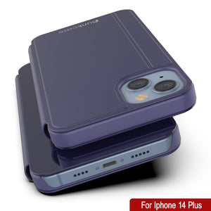 Funda de protección Punkcase Reflector para iPhone 14 Plus con tapa plegable [morado].