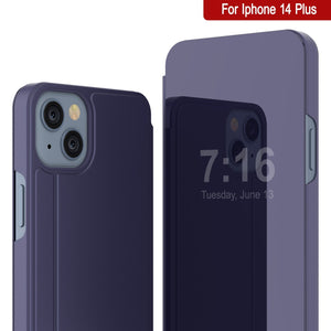 Funda de protección Punkcase Reflector para iPhone 14 Plus con tapa plegable [morado].