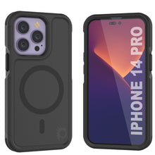 Cargar imagen en el visor de la galería, PunkCase iPhone 14 Pro Case, [Spartan 2.0 Series] Clear Rugged Heavy Duty Cover W/Built in Screen Protector [Black] (Color in image: Black)
