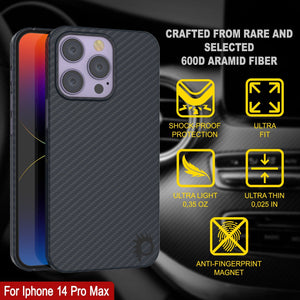 Funda de fibra de carbono para iPhone 14 Pro Max de Punkcase [Serie AramidShield] Ultra delgada y ligera de Kevlar.