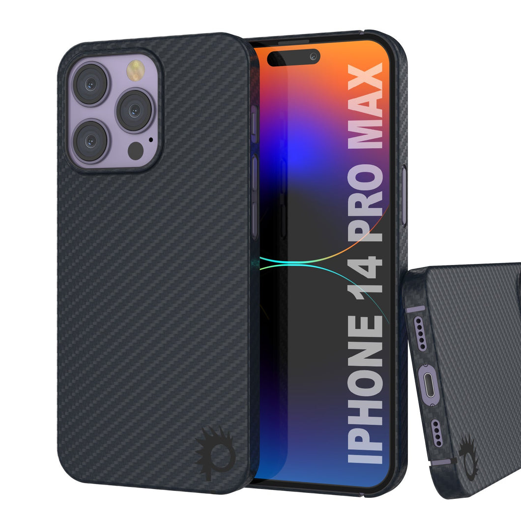 Funda de fibra de carbono para iPhone 14 Pro Max de Punkcase [Serie AramidShield] Ultra delgada y ligera de Kevlar.