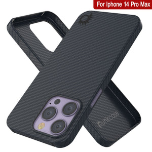 Funda de fibra de carbono para iPhone 14 Pro Max de Punkcase [Serie AramidShield] Ultra delgada y ligera de Kevlar.