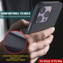 Cargar imagen en el visor de la galería, Funda de fibra de carbono para iPhone 14 Pro Max de Punkcase [Serie AramidShield] Ultra delgada y ligera de Kevlar.

