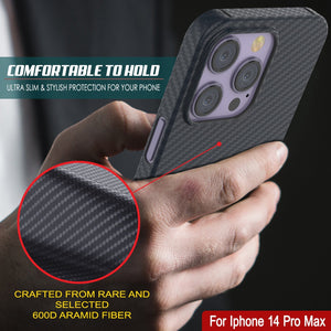 Funda de fibra de carbono para iPhone 14 Pro Max de Punkcase [Serie AramidShield] Ultra delgada y ligera de Kevlar.