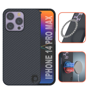 Punkcase para iPhone 14 Pro Max Funda de Fibra de Carbono [Serie Aramid MagShield] Ultra Delgada.