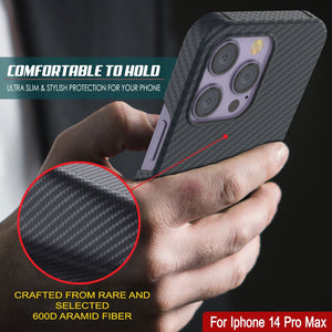 Punkcase para iPhone 14 Pro Max Funda de Fibra de Carbono [Serie Aramid MagShield] Ultra Delgada.