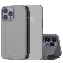 Load image into Gallery viewer, Funda reflectora Punkcase para iPhone 14 Pro Max, funda protectora con tapa [Plateado]
