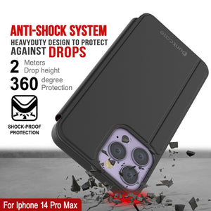 Estuche Reflector Punkcase iPhone 14 Pro Max, Cubierta Protectora de Cierre [Negro]