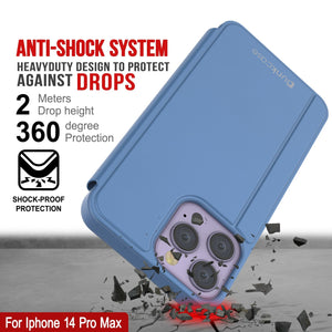 Carcasa protectora Punkcase iPhone 14 Pro Max Reflector con tapa plegable [azul]
