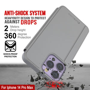 Funda reflectora Punkcase para iPhone 14 Pro Max, funda protectora con tapa [Plateado]