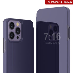 Funda protectora con tapa Punkcase iPhone 14 Pro Max Reflector [Morado]