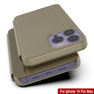 Carcasa Punkcase iPhone 14 Pro Max Reflector Funda Protectora tipo Flip [Dorado]