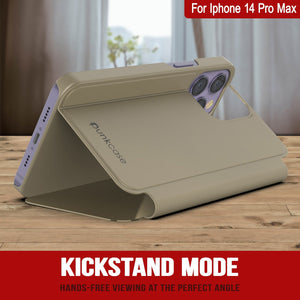 Carcasa Punkcase iPhone 14 Pro Max Reflector Funda Protectora tipo Flip [Dorado]