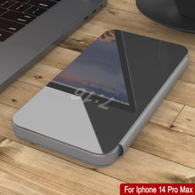 Load image into Gallery viewer, Funda reflectora Punkcase para iPhone 14 Pro Max, funda protectora con tapa [Plateado]
