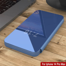 Load image into Gallery viewer, Carcasa protectora Punkcase iPhone 14 Pro Max Reflector con tapa plegable [azul]
