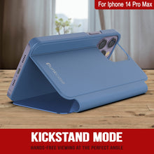 Load image into Gallery viewer, Carcasa protectora Punkcase iPhone 14 Pro Max Reflector con tapa plegable [azul]
