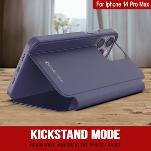Funda protectora con tapa Punkcase iPhone 14 Pro Max Reflector [Morado]