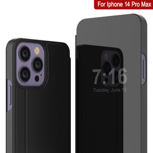 Estuche Reflector Punkcase iPhone 14 Pro Max, Cubierta Protectora de Cierre [Negro]