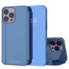 Load image into Gallery viewer, Carcasa protectora Punkcase iPhone 14 Pro Max Reflector con tapa plegable [azul]
