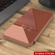 Load image into Gallery viewer, Funda Punkcase Reflectora para iPhone 14 Pro Max, Cubierta Protectora con Tapa [Rosado]
