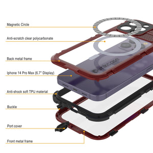 iPhone 14 Pro Max Metal Extreme 2.0 Series Funda impermeable de aluminio IP68 Con protector de pantalla incorporado [Rojo-Negro]
