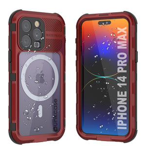 iPhone 14 Pro Max Metal Extreme 2.0 Series Funda impermeable de aluminio IP68 Con protector de pantalla incorporado [Rojo-Negro]