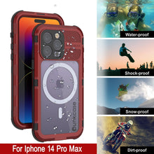 Cargar imagen en el visor de la galería, iPhone 14 Pro Max Metal Extreme 2.0 Series Funda impermeable de aluminio IP68 Con protector de pantalla incorporado [Rojo-Negro]
