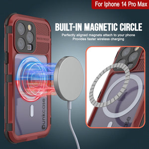 iPhone 14 Pro Max Metal Extreme 2.0 Series Funda impermeable de aluminio IP68 Con protector de pantalla incorporado [Rojo-Negro]