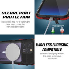 Cargar imagen en el visor de la galería, iPhone 14 Pro Max Metal Extreme 2.0 Series Funda impermeable de aluminio IP68 con protector de pantalla incorporado [Negro-Rojo]

