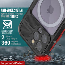 Cargar imagen en el visor de la galería, iPhone 14 Pro Max Metal Extreme 2.0 Series Funda impermeable de aluminio IP68 con protector de pantalla incorporado [Negro-Rojo]
