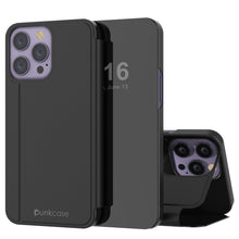 Cargar imagen en el visor de la galería, Punkcase iPhone 14 Pro Reflector Funda protectora con tapa [Negro]
 Estuche reflectante Punkcase iPhone 14 Pro, funda protectora con tapa [Negro]
