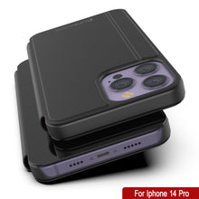 Cargar imagen en el visor de la galería, Punkcase iPhone 14 Pro Reflector Funda protectora con tapa [Negro]
 Estuche reflectante Punkcase iPhone 14 Pro, funda protectora con tapa [Negro]
